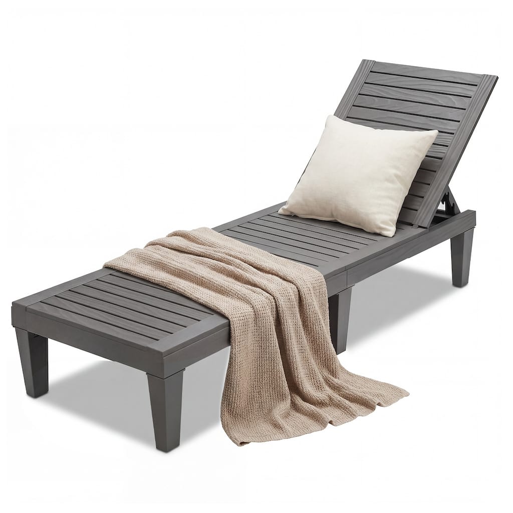 Gymax Lounge Chair Chaise Recliner Weather Resistant Adjustable