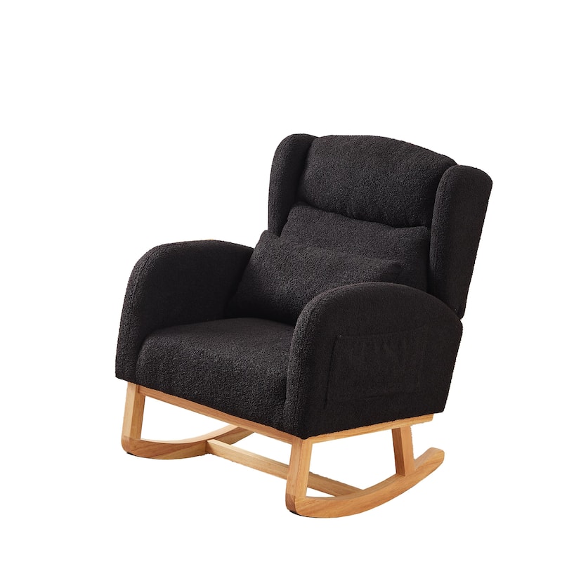 27.2"Modern Accent High Backrest Living Room Lounge Arm Rocking Chair,Two Side Pocket