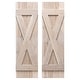 preview thumbnail 2 of 6, X Board & Batten Exterior Shutters Pair 48" - Whitewash