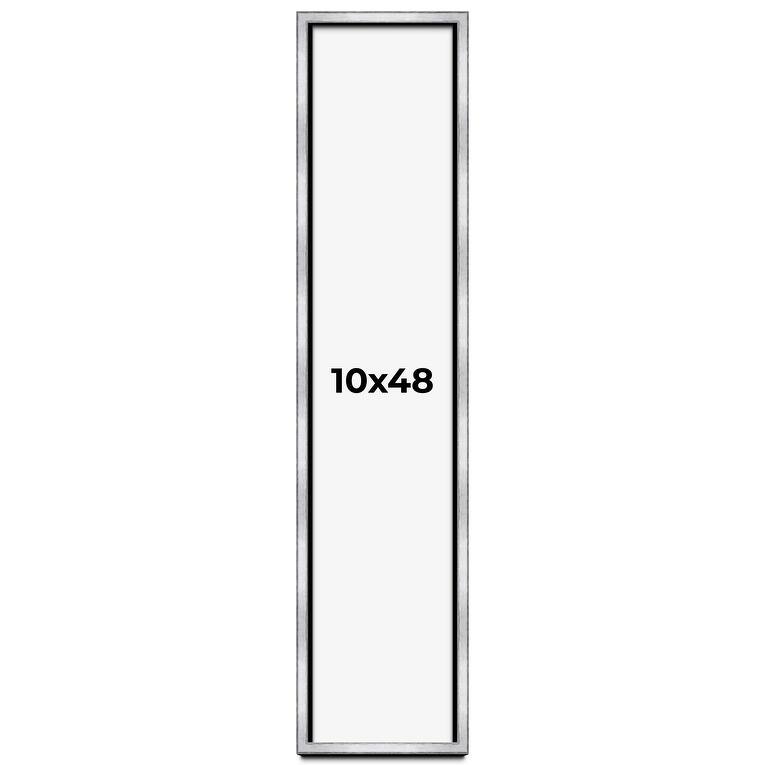 10x48 Shadow Box Frame Silver | 1.375 Inches Deep Real Wood