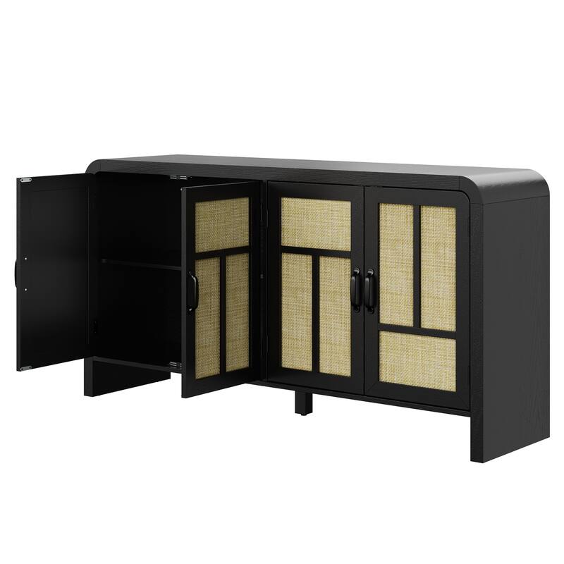 Rattan Sideboard Buffet Cabinet with 4 Doors