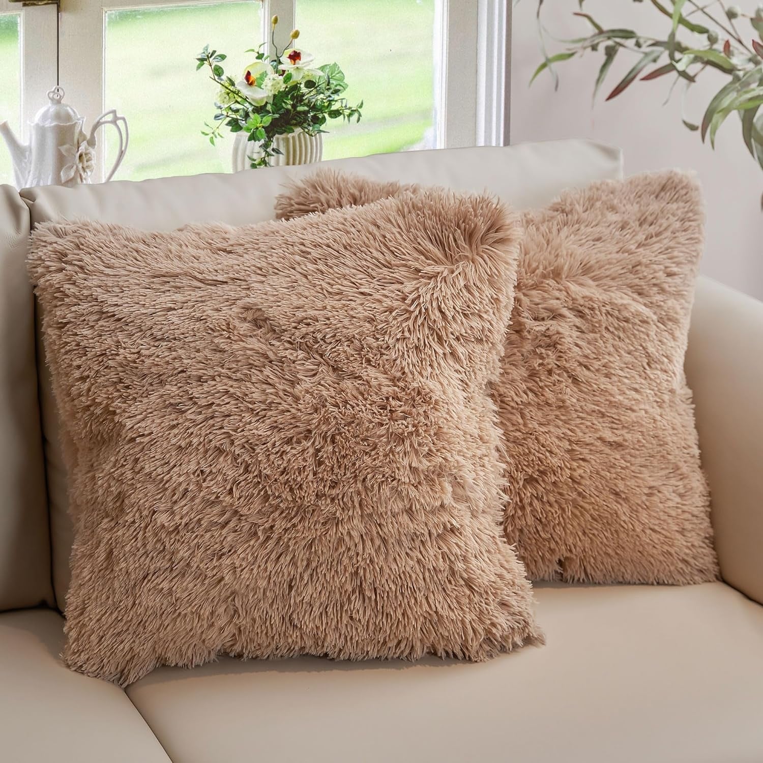 Gold hot sale shaggy pillow