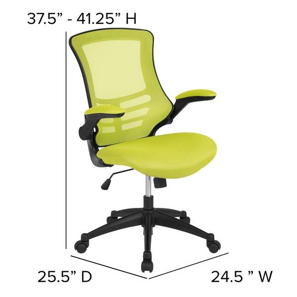 dimension image slide 12 of 11, Mid-Back Mesh Swivel Ergonomic Task Office Chair with Flip-Up Arms