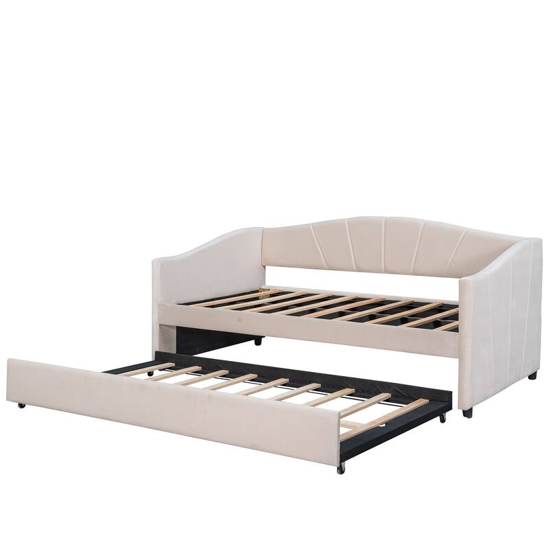 Velvet Upholstered Daybed Twin Size with 2 Drawers or Trundle