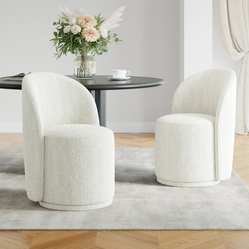 UIXE 2 Set Modern Upholstered Swivel Armless Side Dining Chairs