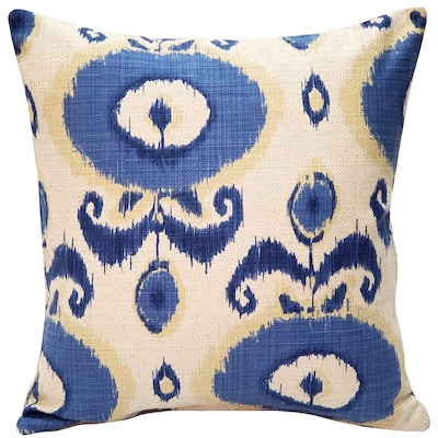 Pillow Decor Bold Blue Ikat 20x20 Decorative Pillow