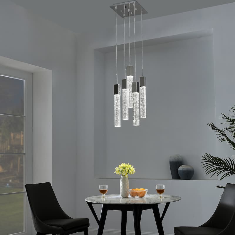 Rectangular Crystal Chandelier // XL 5 Light - N/A - Chrome