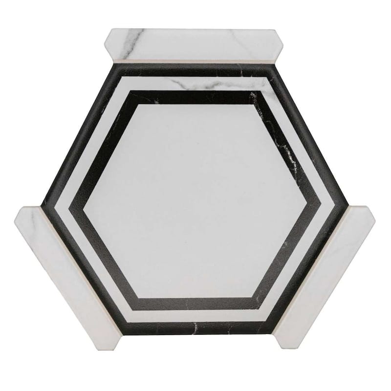 Kykuit 8.6x9.8 Satin Porcelain Hexagon Tile - Floor, Wall, Backsplash
