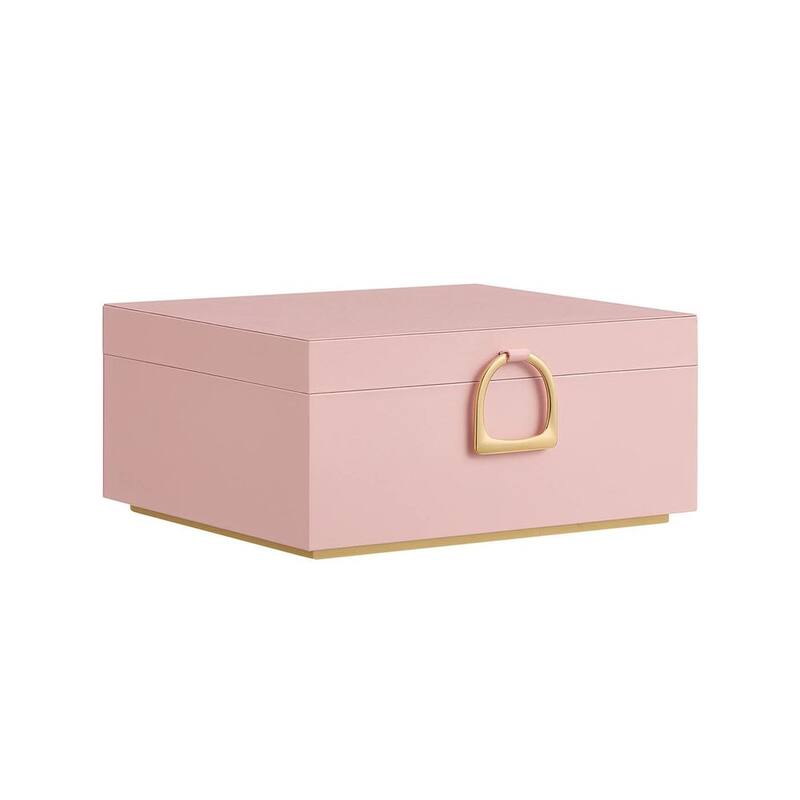 2-Layer Jewelry Organizer Box with Gold Metal Handle Perfect Gift for Birthdays or Anniversaries - 8.1"D x 9.4"W x 4.3"H