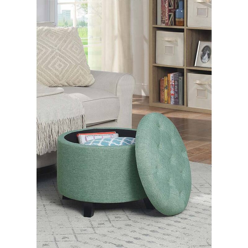 Simple Round Ottoman Pouf for Living Room, Bedroom or Lounge Accent Seating and Modern Home Décor