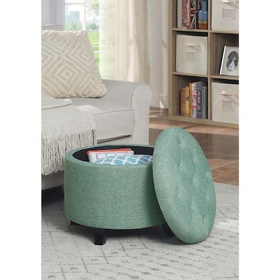Simple Round Ottoman Pouf for Living Room, Bedroom or Lounge Accent Seating and Modern Home Décor
