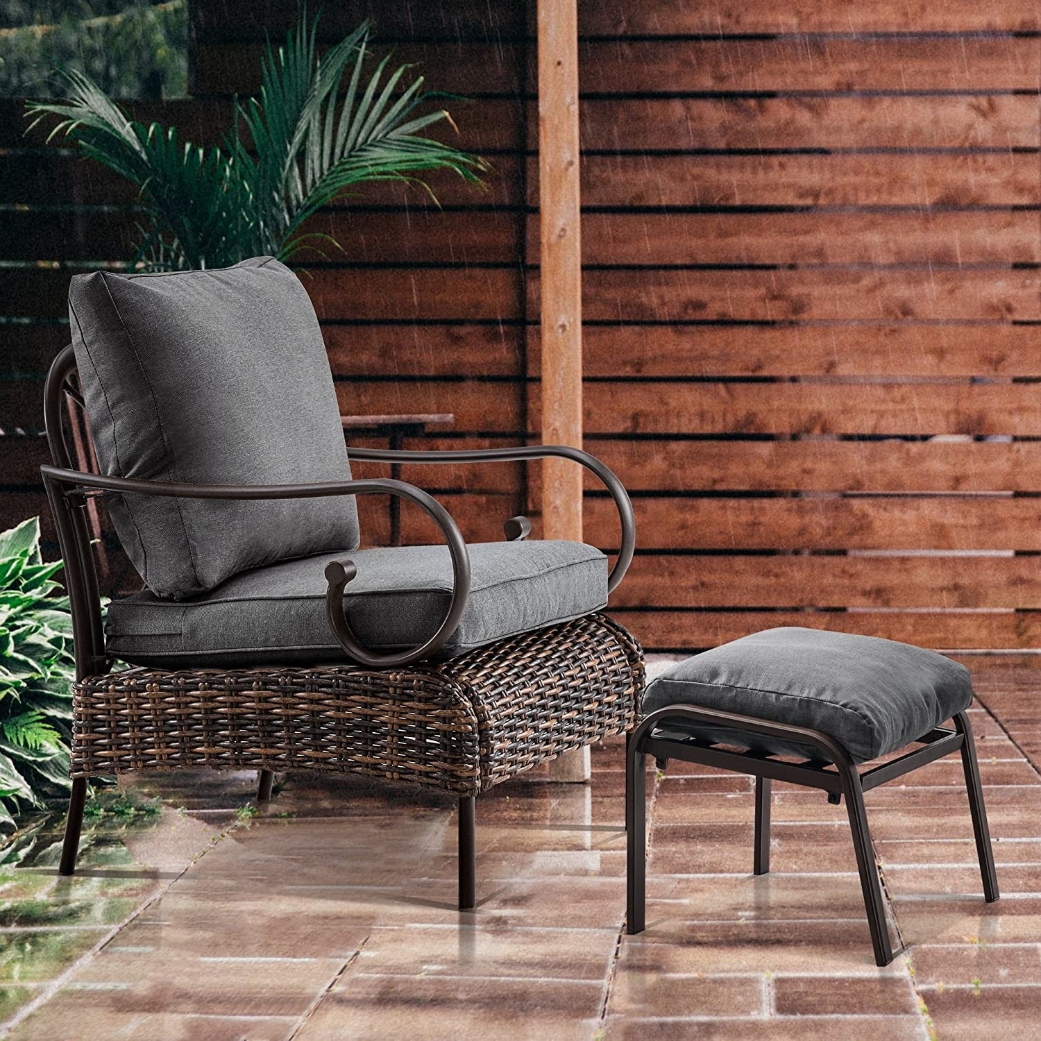 Rattan chair with ottoman deals