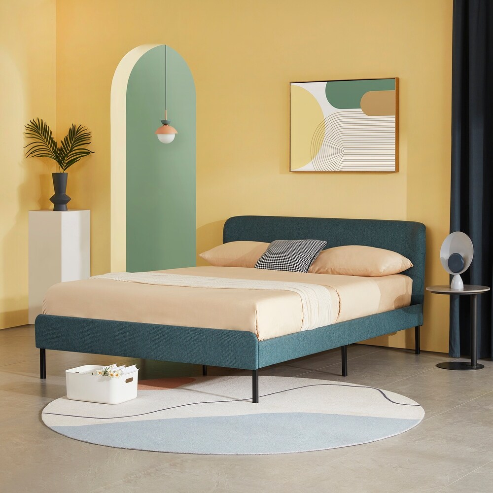 GREEN SAGE Upholstered Platform Bed Frame & Slats Modern Home TWIN/FULL/QUEEN/KI 