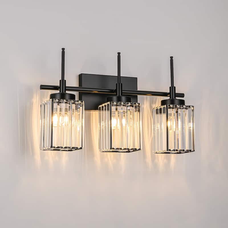 Modern Black 1/2/3/4/5-Light Bathroom Crystal Vanity Light Wall Sconces