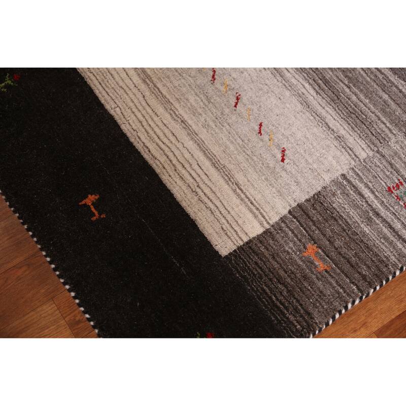 Hand Knotted Oriental 100% Wool Carpet Tribal Tribal Multi-Colored Gabbeh Area Rug - 6' 2'' X 4' 6''