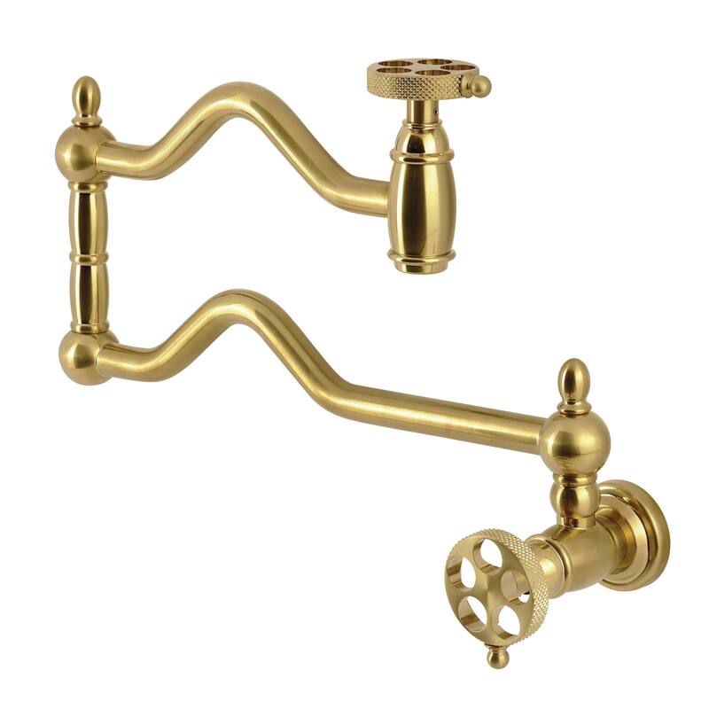 Kingston Brass KS210.RKX Webb 4.5 GPM Wall Mounted Single Hole Pot - Brushed Brass