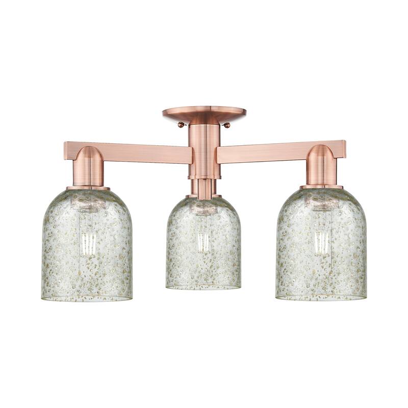 Innovations Lighting 716-3F-11-23 Caledonia Semi-Flush Caledonia 3 - Antique Copper / Mica
