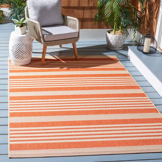 SAFAVIEH Courtyard Charmaine Indoor/ Outdoor Waterproof Area Rug - 5'3" x 7'7" - Terracotta/Beige