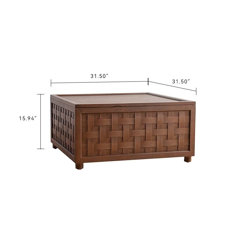 Modern Coffee Table Farmhouse Coffee Table Large Square Coffee Table with Storage, for Living Room, Brown