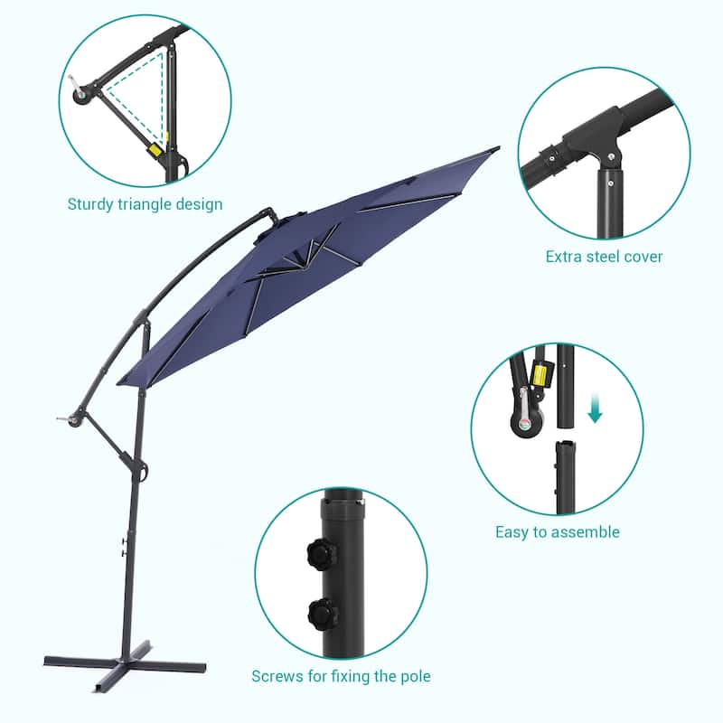 BONOSUKI 10ft Patio Offset Umbrella Outdoor Hanging Umbrella