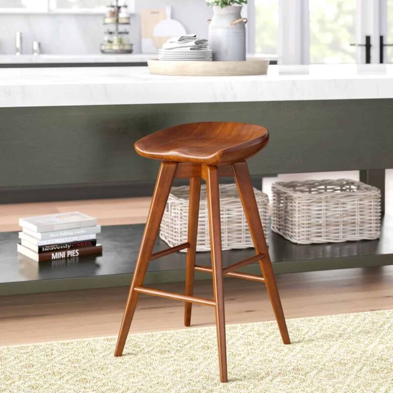 Bali Backless Wood Swivel Indoor Barstool - Walnut - Counter Height
