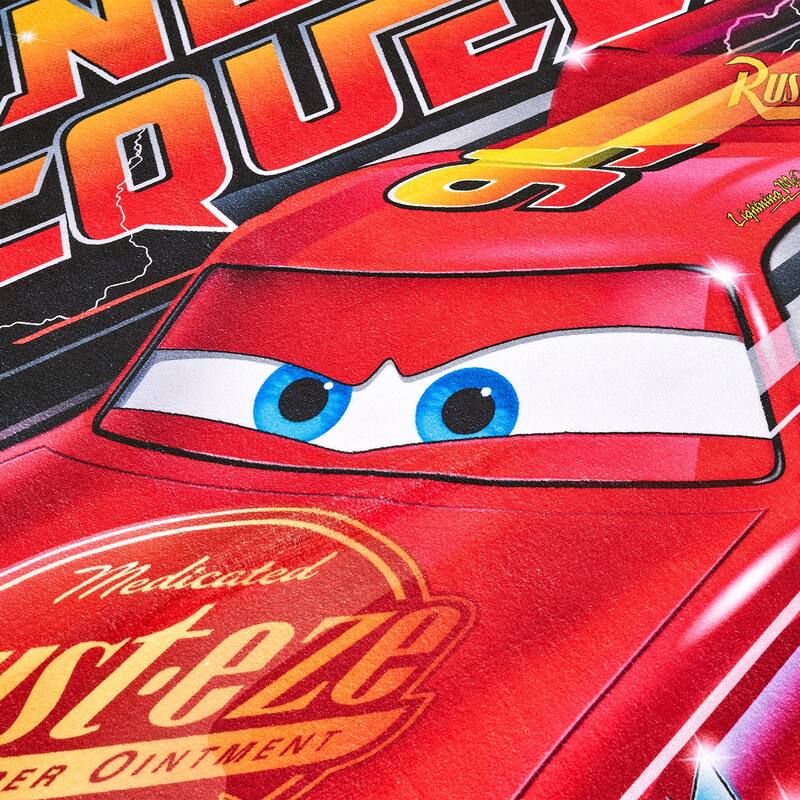 Licensed Disney Pixar Cars Lightening McQueen Modern Character Printed Flannel Non-Slip Washable Indoor Kids Area Rug, 54"x78"