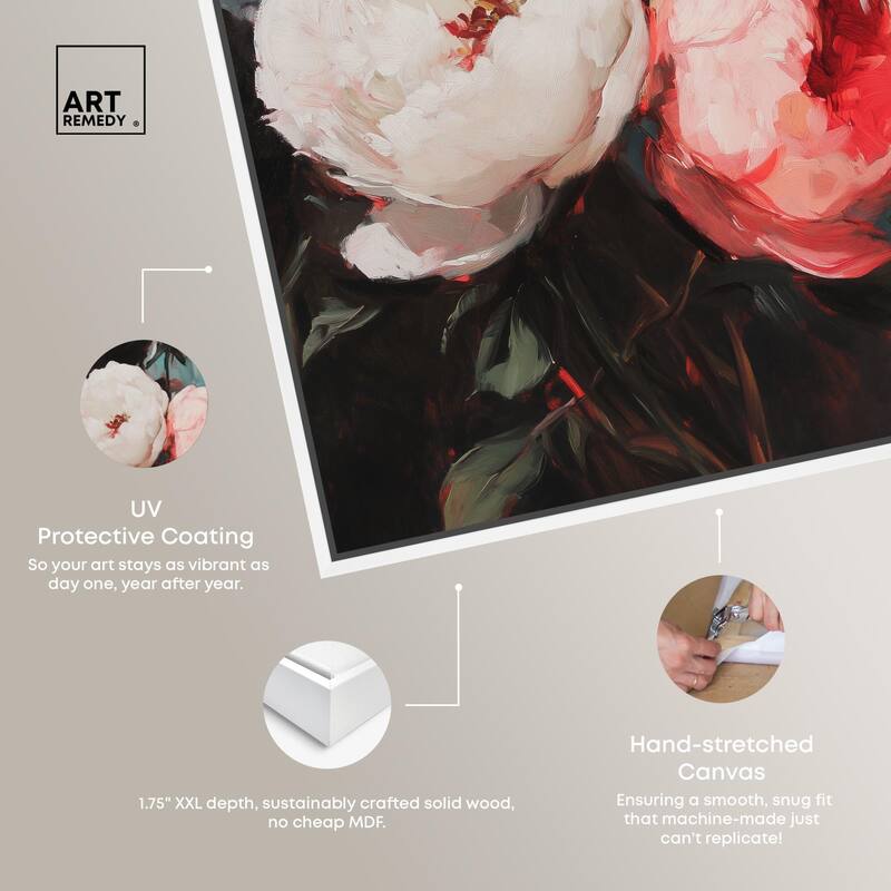 Three Shades of Peony III Canvas by Art Remedy