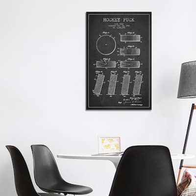 iCanvas "Hockey Puck Charcoal Patent Blueprint" by Aged Pixel Canvas Print
