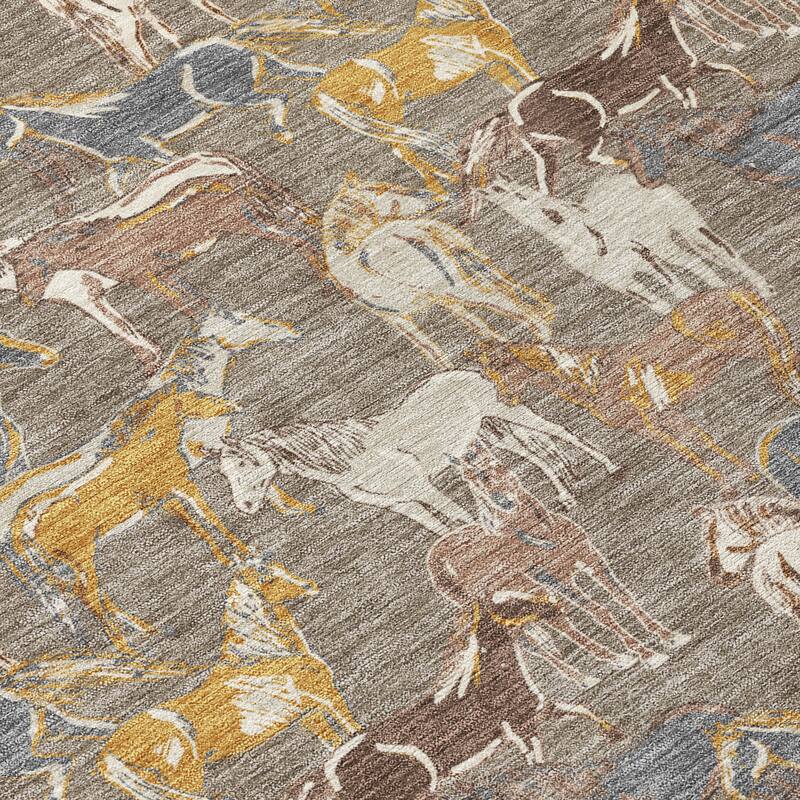 Machine Washable Indoor/ Outdoor Horse Herd Chantille Rug