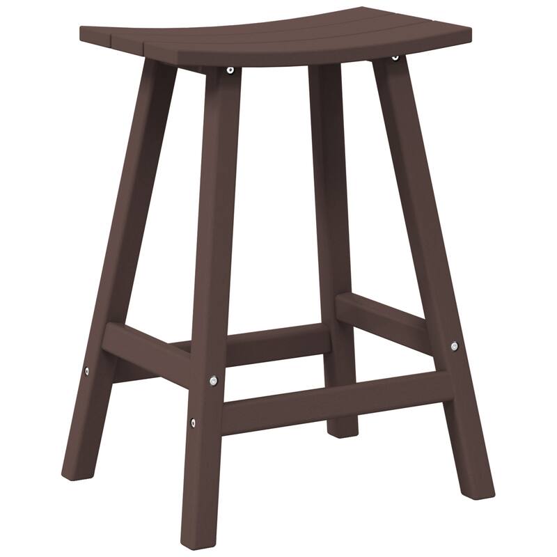 Laguna Hdpe All Weather Outdoor Patio 24" Saddle Seat Counter Stool - Dark Brown
