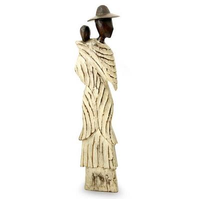 Handmade Wood Sculpture, 'Love My Baby Ii' (Indonesia)