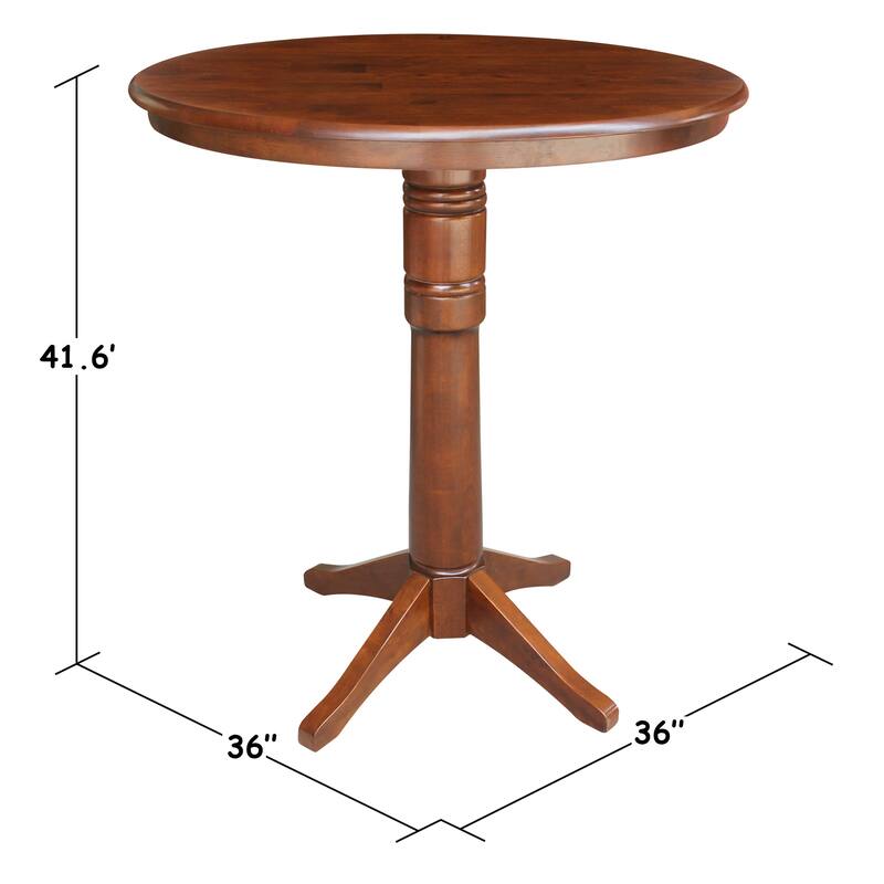 36" Round Pedestal Gathering Height Table With 2 Stools - Espresso