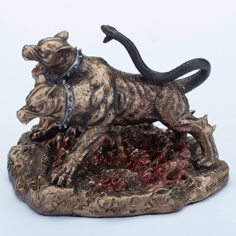 4.33 inches Length Polyresin Cerberus the Three Headed Hound of Hades Bronze Finish Figurine