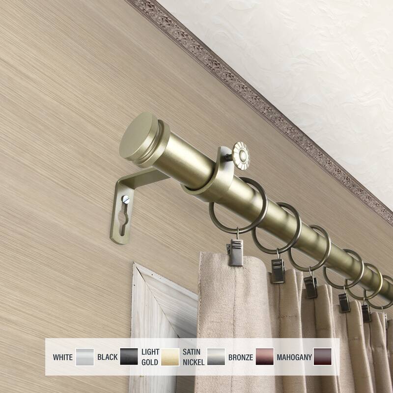 InStyleDesign Pita 1 inch Diameter Adjustable Curtain Rod - 48 to 84 inches - Light gold