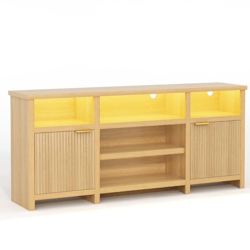 Pocassy LED Farmhouse TV Stand for 75 Inch