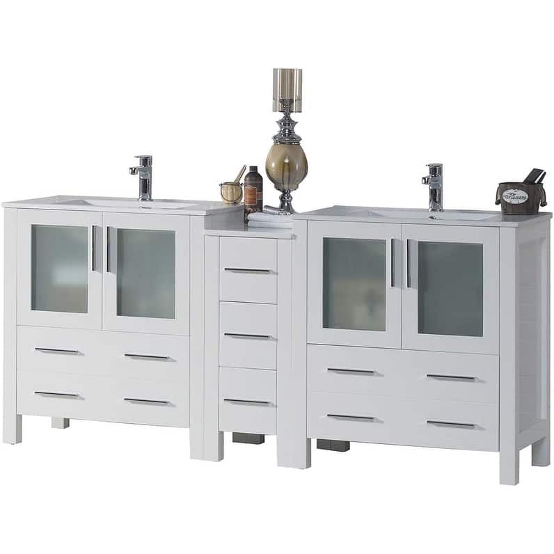 Blossom Sydney 72" Solid Wood Double Sink Bathroom Vanity with Cabinet - Glossy White