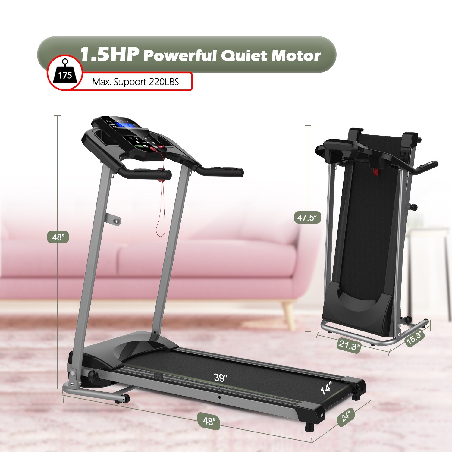 Mini folding electric treadmill top