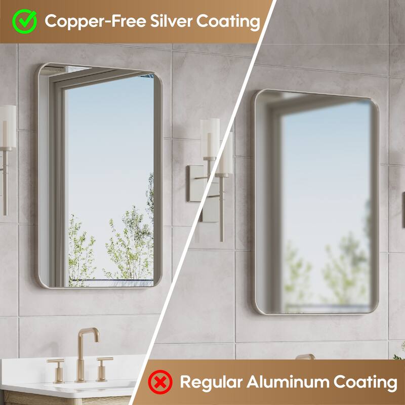 Modern Bathroom Rectangular Wall Mounted Anodized Aluminum Framed Vanity Mirror