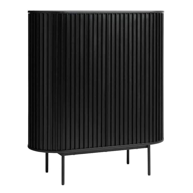 Rye Studio Contemporary Black Oak Cabinet with Sliding Doors - 17.75"W x 43.25"L x 49.2"H