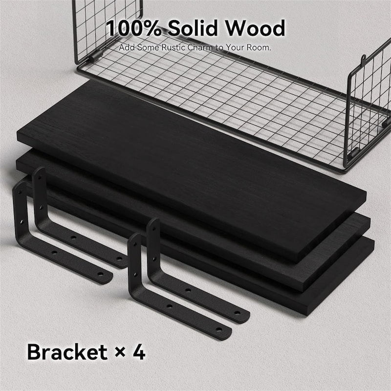 Floating Bathroom Shelf Wall Mounted with Wire Basket