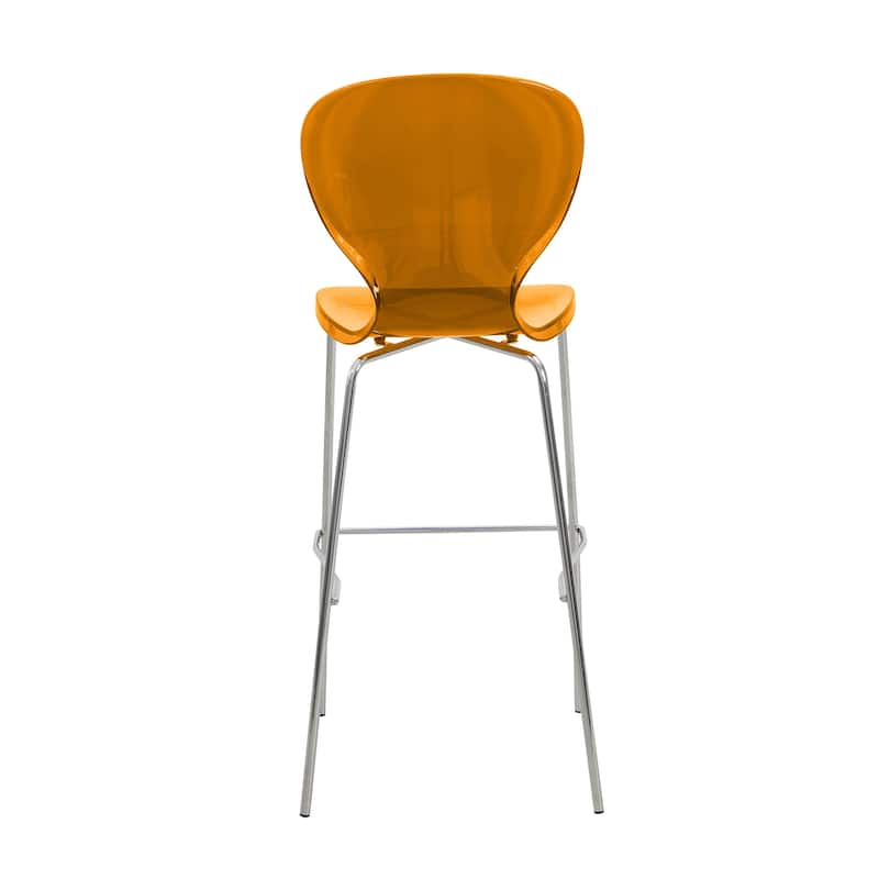 30 in. Seat Height Acrylic Plastic Barstool in Chrome Steel Frame Armless with Footrest