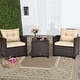 preview thumbnail 57 of 81, Costway 3PCS Patio Rattan Furniture Set Cushioned Conversation Set - See Details Beige