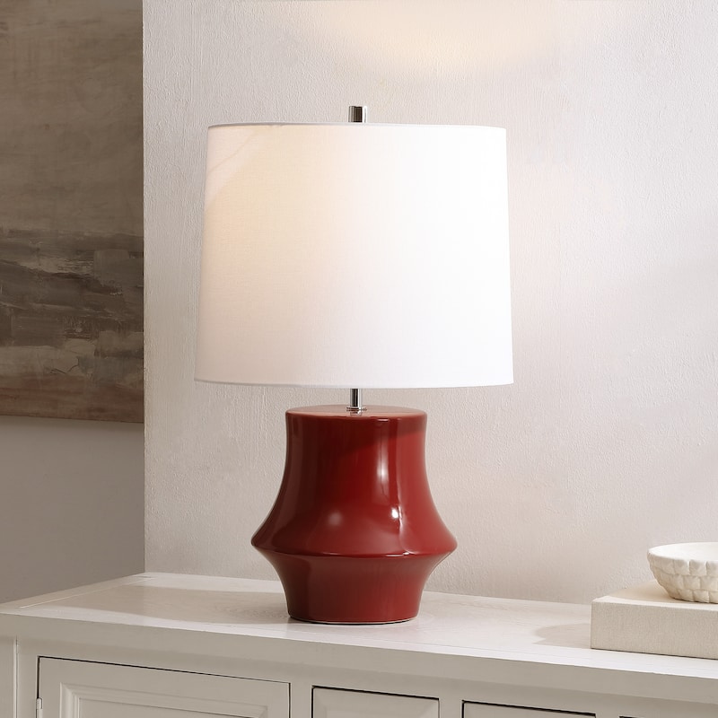 SAFAVIEH Couture Ryder, 22-inch, Ceramic Table Lamp - 14"W x 14"D x 22"H - Cranberry