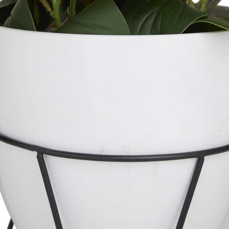 Faux Foliage Eucalyptus Artificial Plant with Realistic Leaves and Metal Stand and White Pot - Green - Roche River Decor