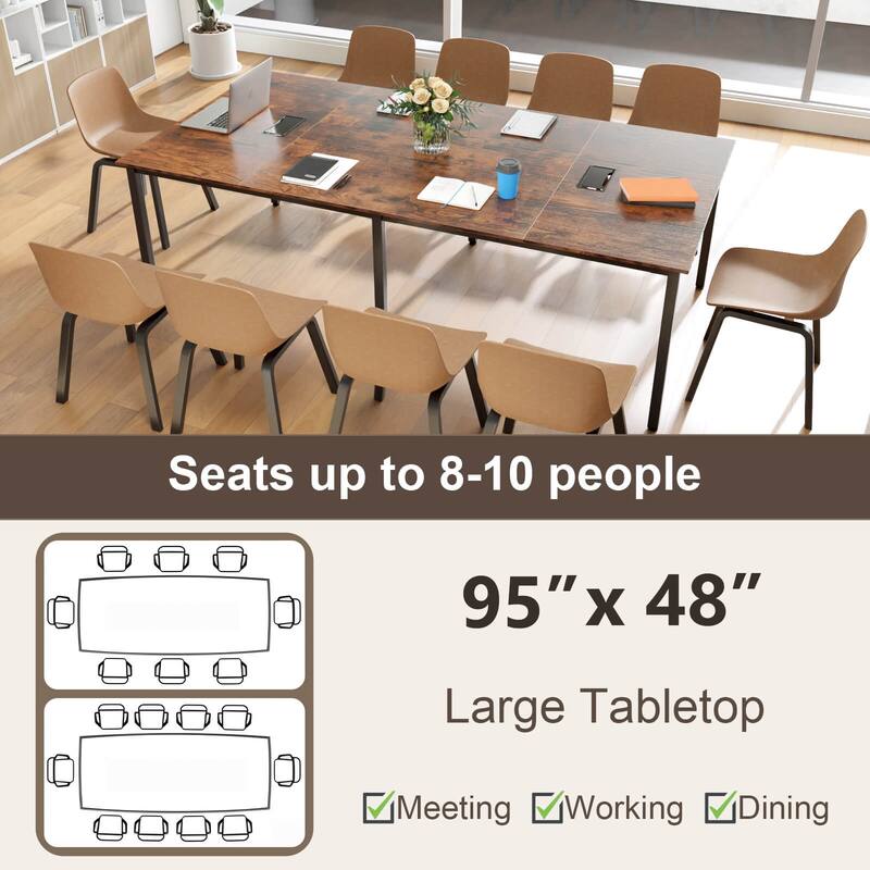 Costway 1/2 PCS 95" x 48" Large Meeting Table Seats up to 10 People 2 - See Details