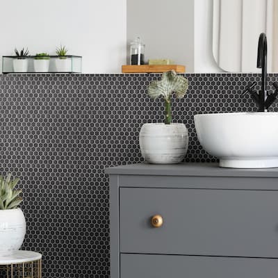 Merola Tile Colmena Hex Gunmetal 11-1/2" x 11-5/8" Porcelain Floor and Wall Tile