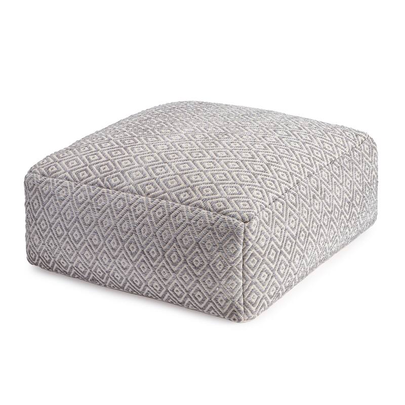 Jani Willamette 34-inch Beige Square Oversized Pouf Ottoman - Stylish Footrest for Living Room, Bedroom - Slate