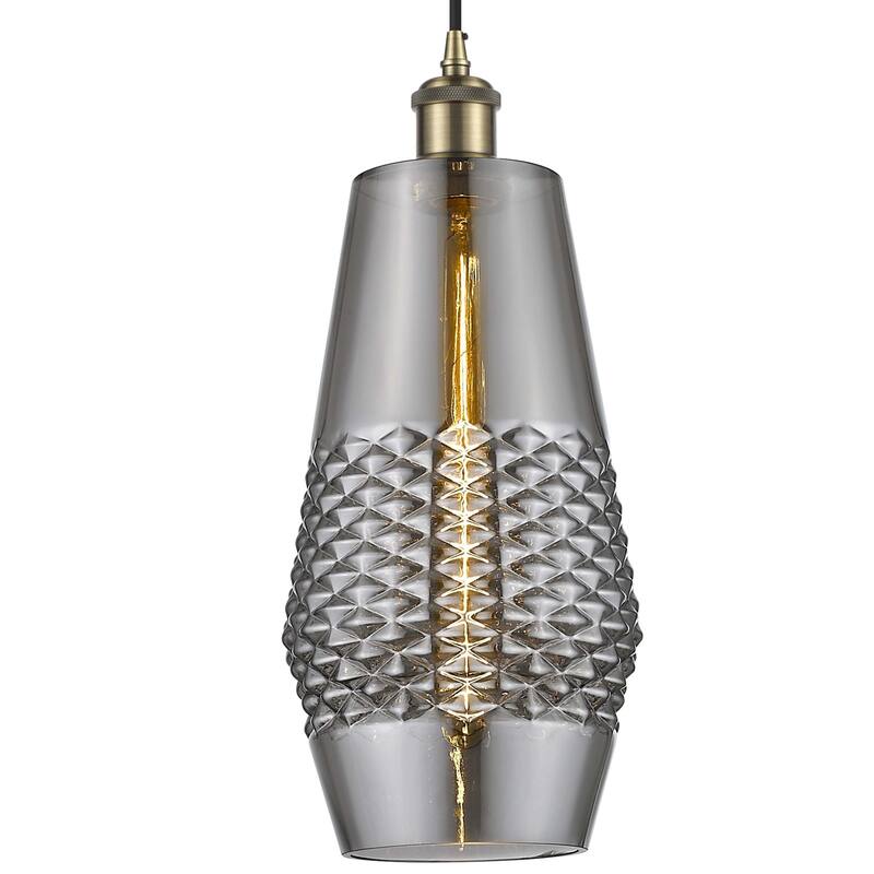 Innovations Lighting 516-1P-17-7 Windham Pendant Windham 7" Wide Mini - Antique Brass / Smoked