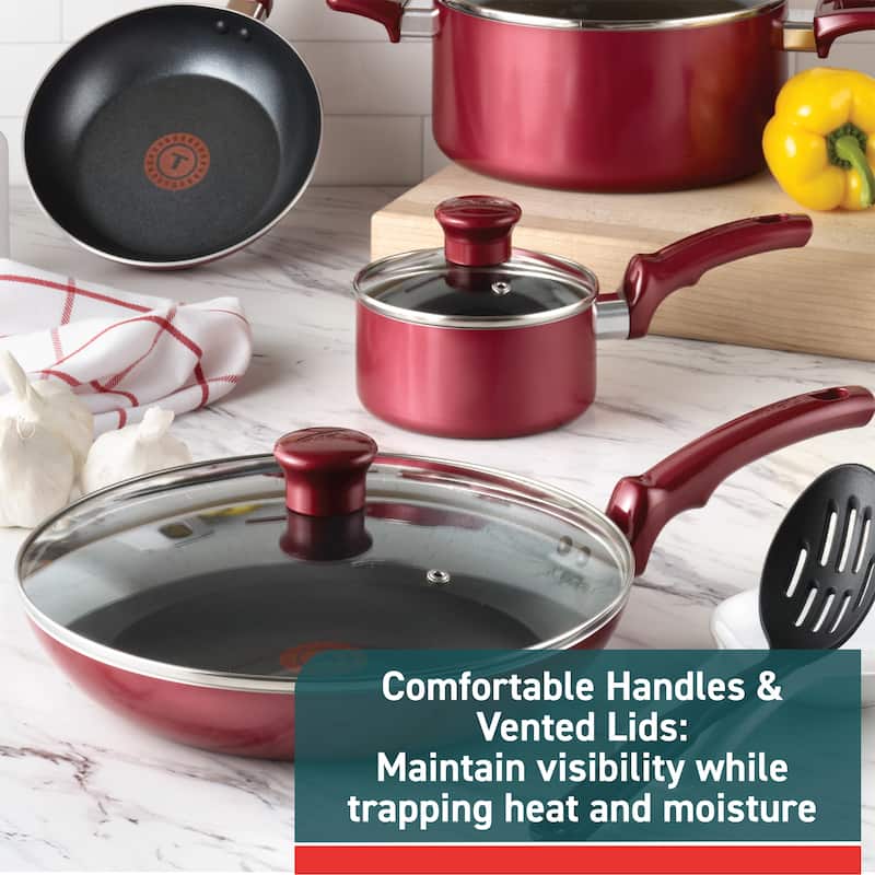 T-fal Essentials Non-Stick Pots and Pans Cookware 10 Piece Set