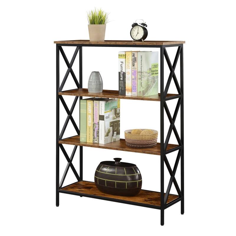 Carbon Loft Ehrlich Metal and Wood 4-Shelf Bookcase